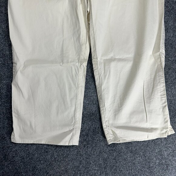 J Jill Pants Womens 12 Cream Cotton Stretch Straight Leg Crop Zip Fly Pockets - Picture 2 of 7